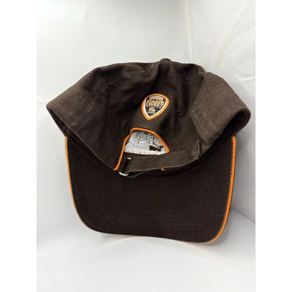 Cleveland Browns Hat Mens Brown Orange 2010 Season Ticket Holder Adjustable Y2K